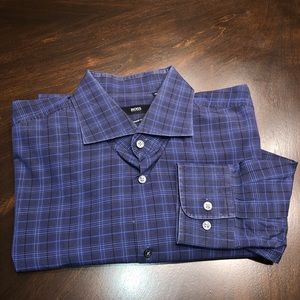 Hugo Boss Dress Shirt Blue/Navy Blue Plaid